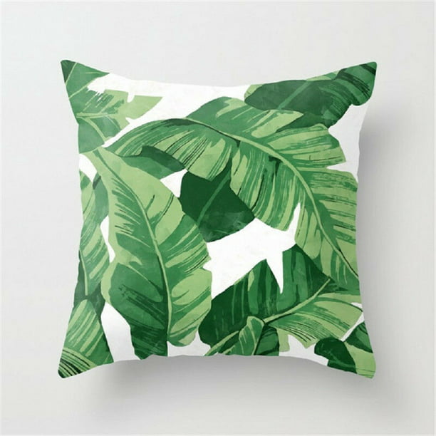 Green Leaf Plant Pillow Case Sofa Waist Throw Cushion Cover Polyester Home Decor 